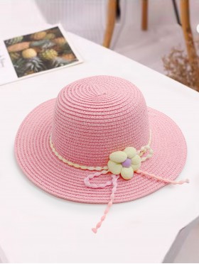 Kid's Crochet Mini Sunhat W/ Flower